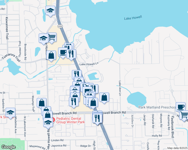 map of restaurants, bars, coffee shops, grocery stores, and more near 100 Reflections Circle in Casselberry