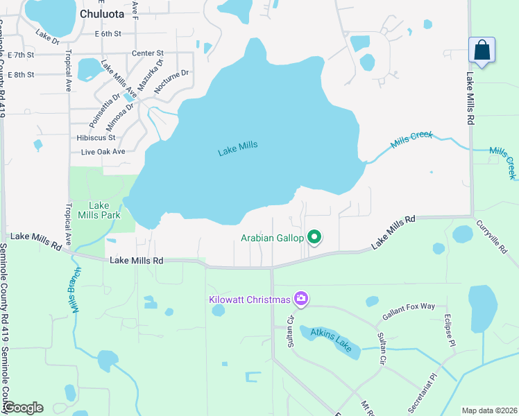 map of restaurants, bars, coffee shops, grocery stores, and more near in Chuluota