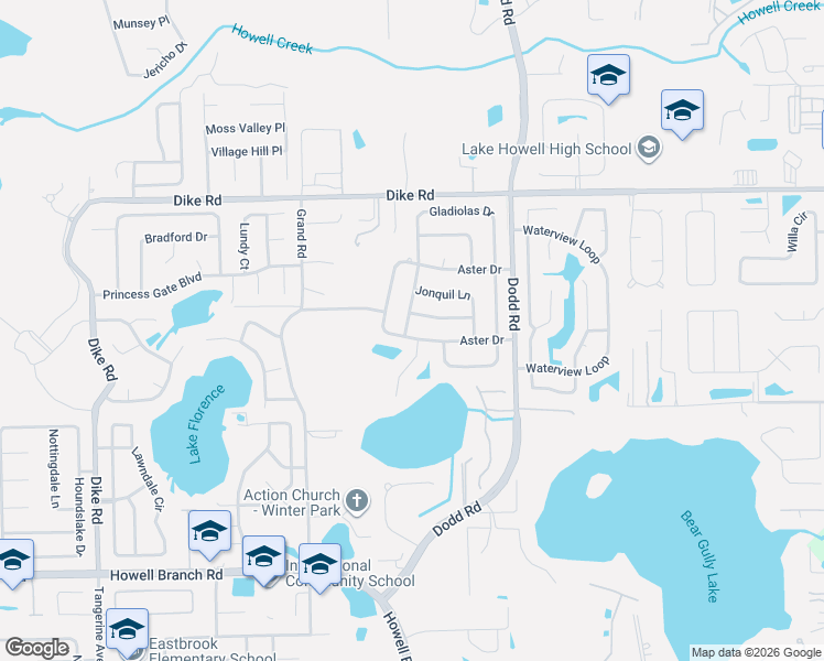 map of restaurants, bars, coffee shops, grocery stores, and more near 1894 Aster Drive in Winter Park
