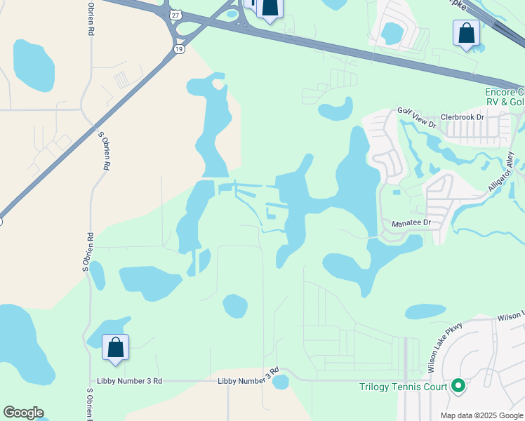 map of restaurants, bars, coffee shops, grocery stores, and more near 19519 Homestead Drive in Minneola