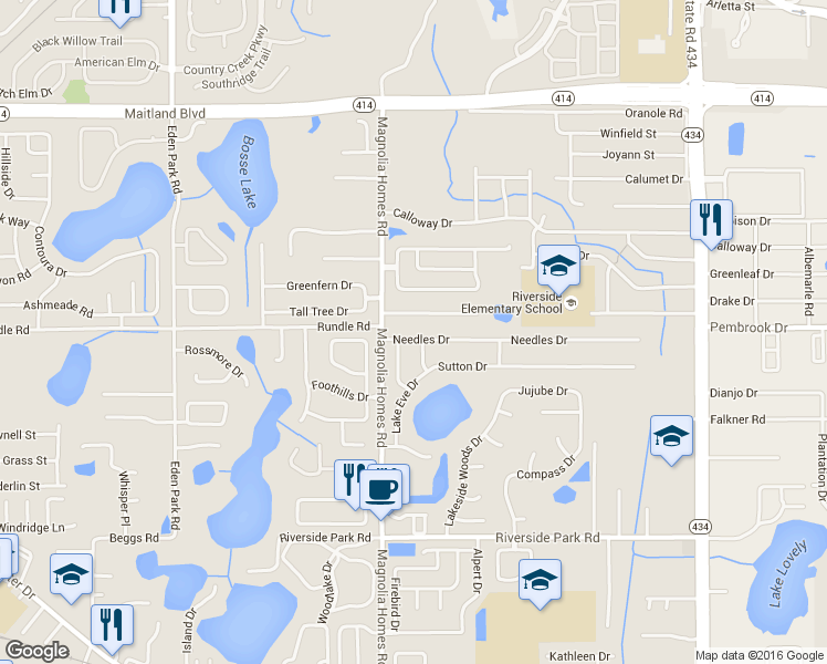map of restaurants, bars, coffee shops, grocery stores, and more near 8302 Hilton Way in Orlando