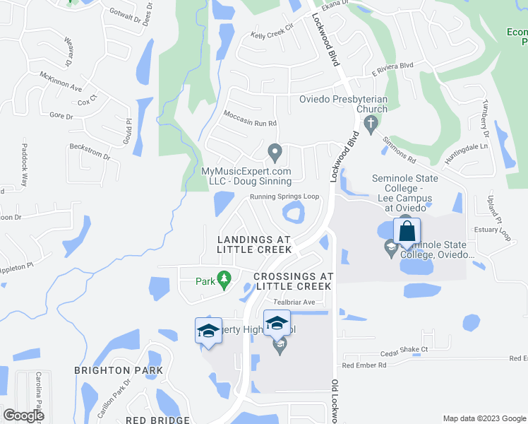 map of restaurants, bars, coffee shops, grocery stores, and more near 2631 Fallbrook Drive in Oviedo