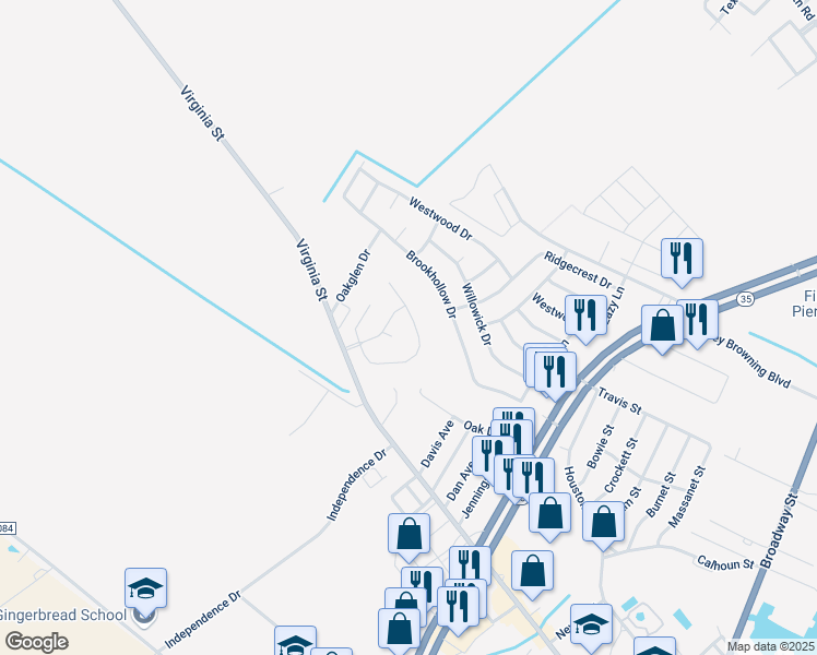 map of restaurants, bars, coffee shops, grocery stores, and more near 112 Oak Grove Lane in Port Lavaca