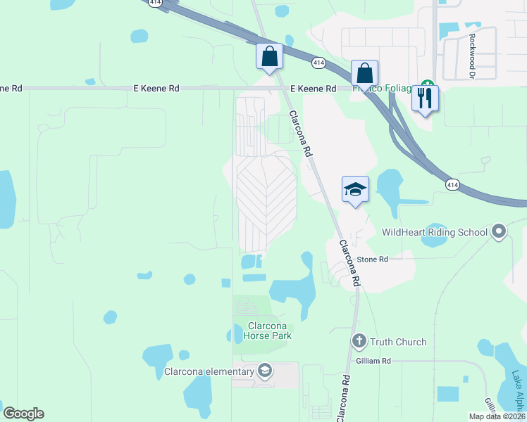map of restaurants, bars, coffee shops, grocery stores, and more near 438 Snagglepuss Drive in Apopka