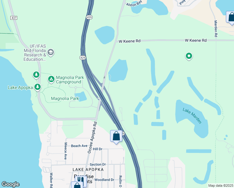 map of restaurants, bars, coffee shops, grocery stores, and more near in Apopka
