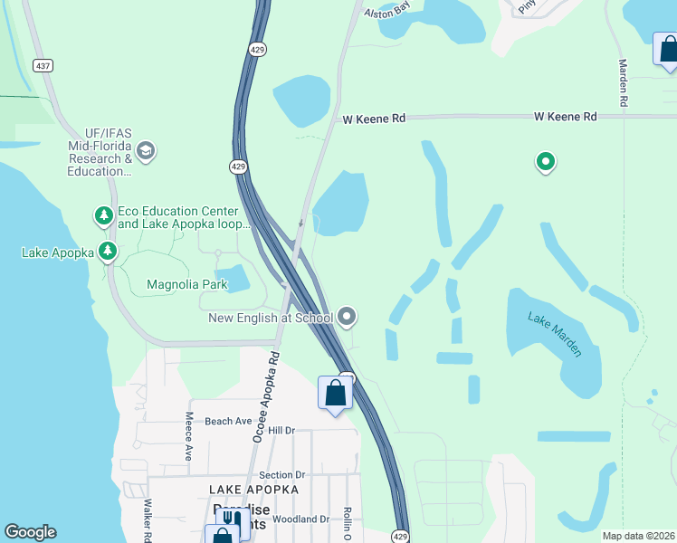 map of restaurants, bars, coffee shops, grocery stores, and more near in Apopka