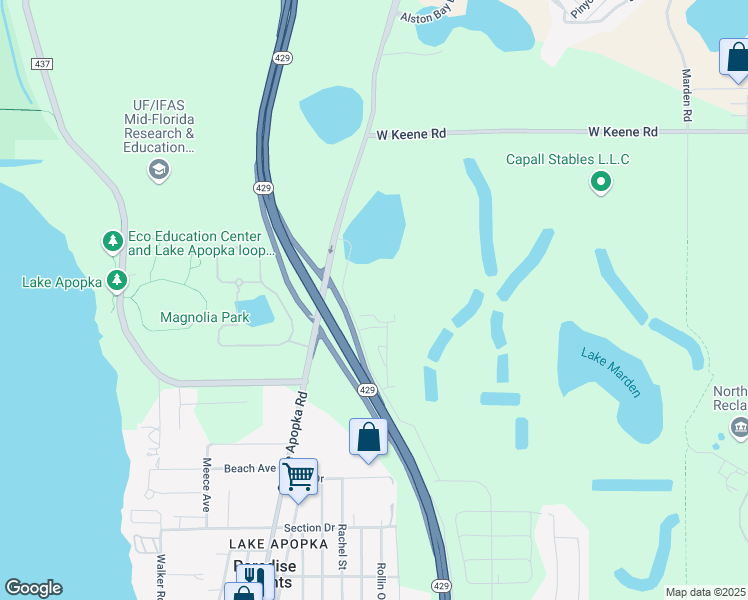 map of restaurants, bars, coffee shops, grocery stores, and more near in Apopka