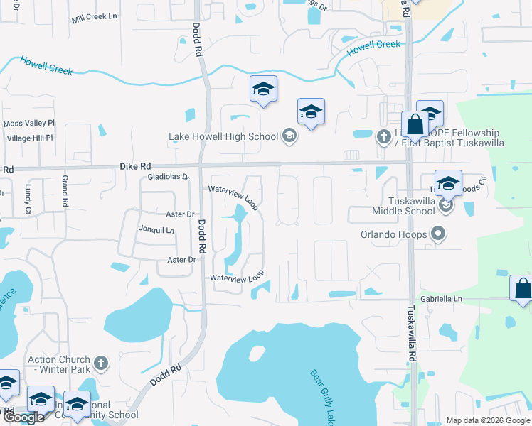 map of restaurants, bars, coffee shops, grocery stores, and more near 3936 Waterview Loop in Winter Park