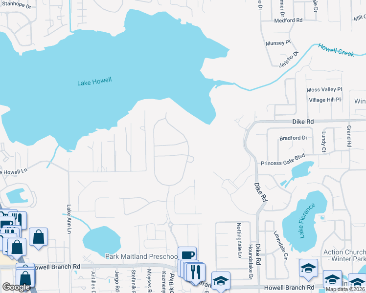 map of restaurants, bars, coffee shops, grocery stores, and more near 1057 Wading Waters Circle in Aloma