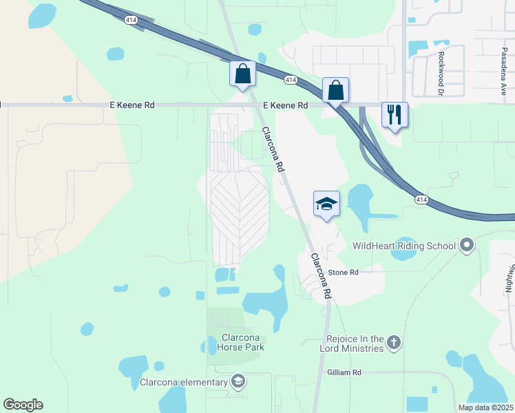 map of restaurants, bars, coffee shops, grocery stores, and more near 3000 Clarcona Road in Apopka