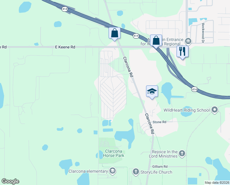 map of restaurants, bars, coffee shops, grocery stores, and more near 462 Snagglepuss Drive in Apopka