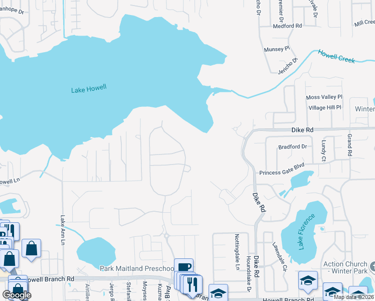 map of restaurants, bars, coffee shops, grocery stores, and more near 1057 Wading Waters Circle in Aloma