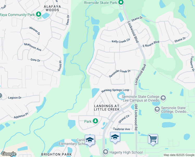 map of restaurants, bars, coffee shops, grocery stores, and more near 1116 West Riviera Boulevard in Oviedo