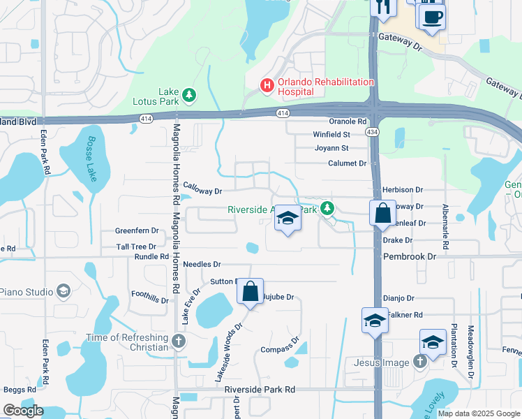 map of restaurants, bars, coffee shops, grocery stores, and more near 3320 Drake Drive in Orlando