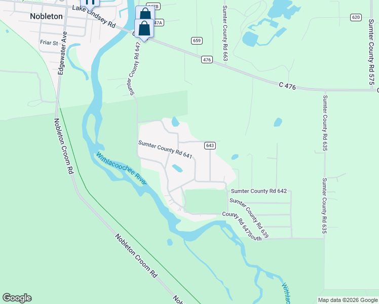 map of restaurants, bars, coffee shops, grocery stores, and more near 9005 County Road 641 in Bushnell