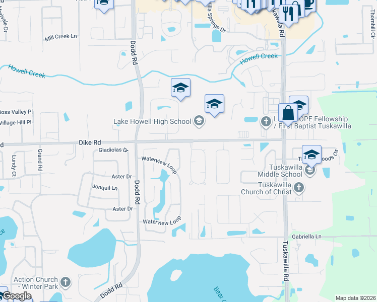 map of restaurants, bars, coffee shops, grocery stores, and more near 1700 West Cheryl Drive in Winter Park