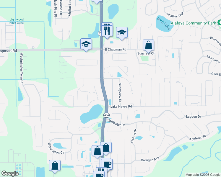 map of restaurants, bars, coffee shops, grocery stores, and more near 2266 Pennsylvania Avenue in Oviedo