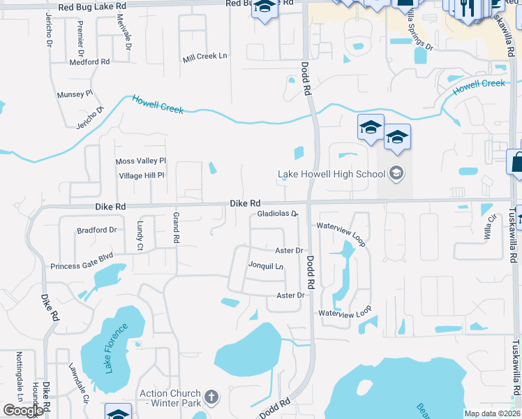 map of restaurants, bars, coffee shops, grocery stores, and more near 1660 Gladiolas Drive in Winter Park