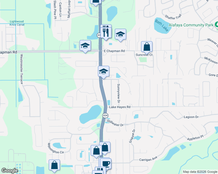 map of restaurants, bars, coffee shops, grocery stores, and more near 2266 Pennsylvania Avenue in Oviedo