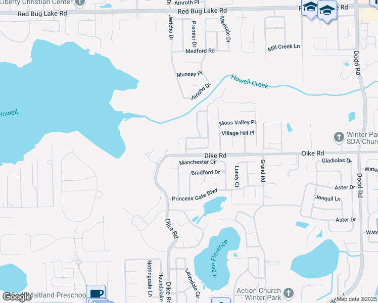 map of restaurants, bars, coffee shops, grocery stores, and more near 1253 Valley Creek Run in Winter Park