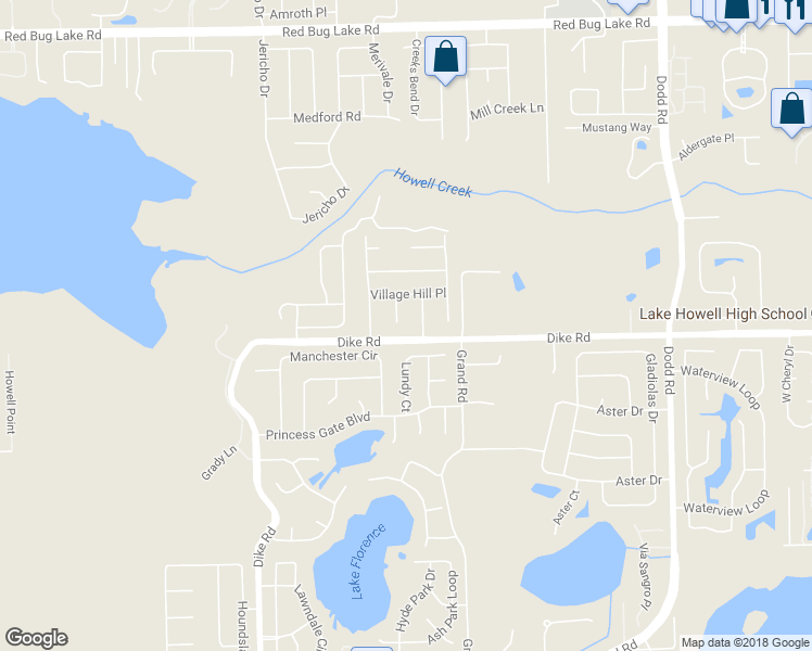 map of restaurants, bars, coffee shops, grocery stores, and more near 1199 Sawmill Court in Winter Park