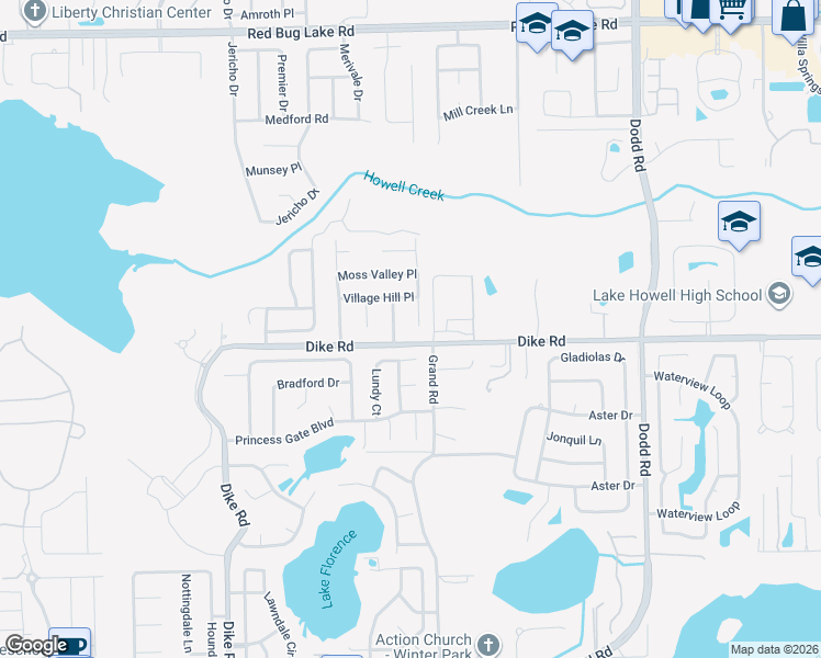 map of restaurants, bars, coffee shops, grocery stores, and more near 1035 Lundy Court in Winter Park