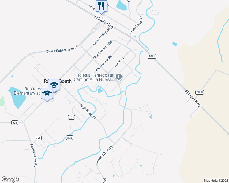 map of restaurants, bars, coffee shops, grocery stores, and more near 245 Ghost Rider Drive in Eagle Pass