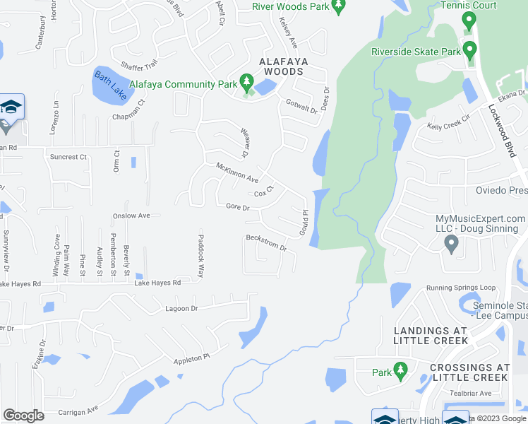 map of restaurants, bars, coffee shops, grocery stores, and more near 1041 Gore Drive in Oviedo