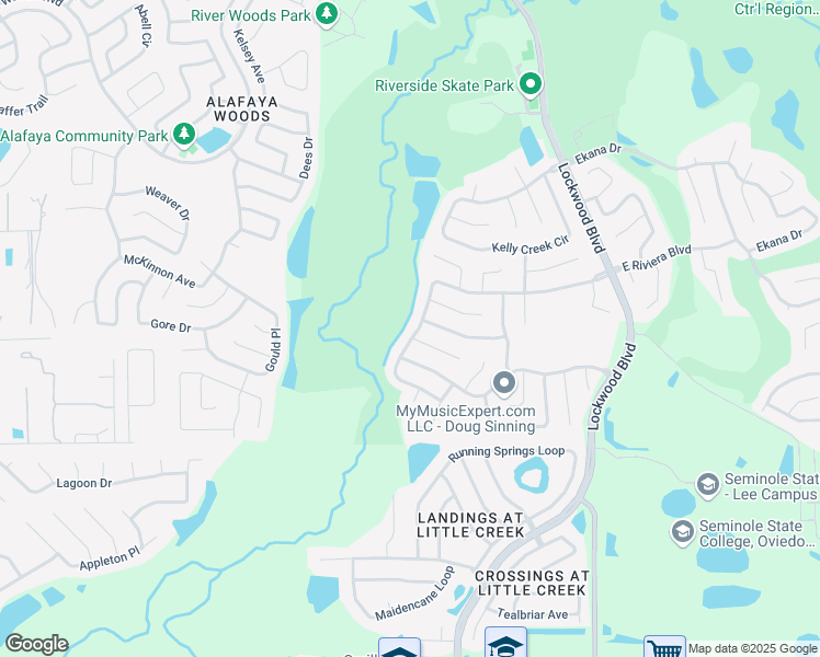 map of restaurants, bars, coffee shops, grocery stores, and more near 1080 West Riviera Boulevard in Oviedo