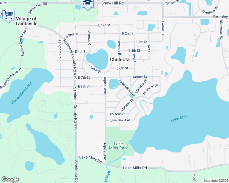 map of restaurants, bars, coffee shops, grocery stores, and more near 932 Emerald Drive in Chuluota