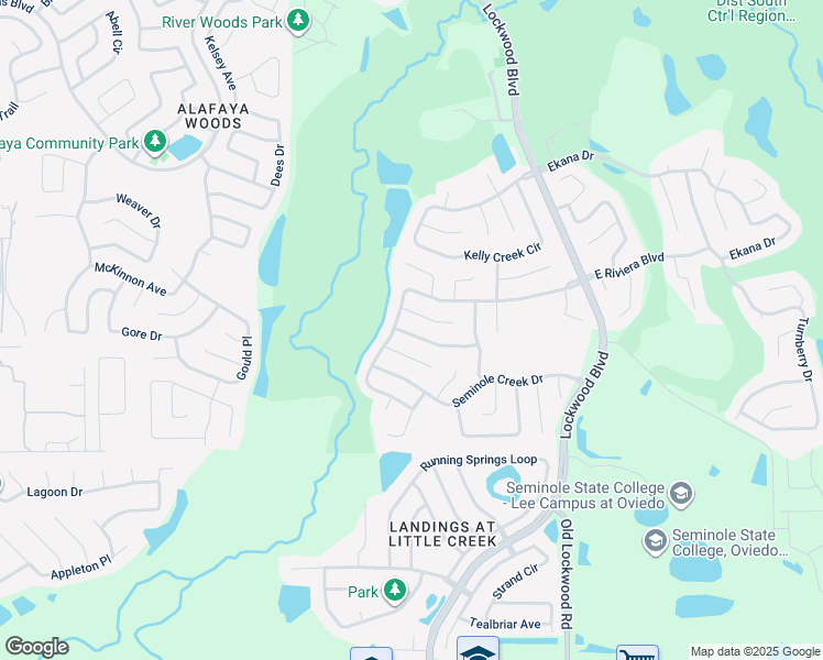 map of restaurants, bars, coffee shops, grocery stores, and more near 1020 Moccasin Run Road in Oviedo