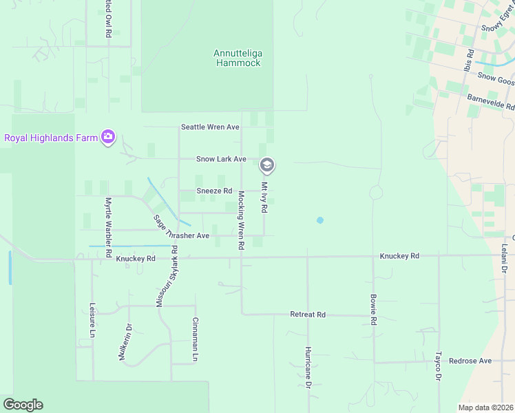 map of restaurants, bars, coffee shops, grocery stores, and more near 14496 Mount Ivy Road in Brooksville