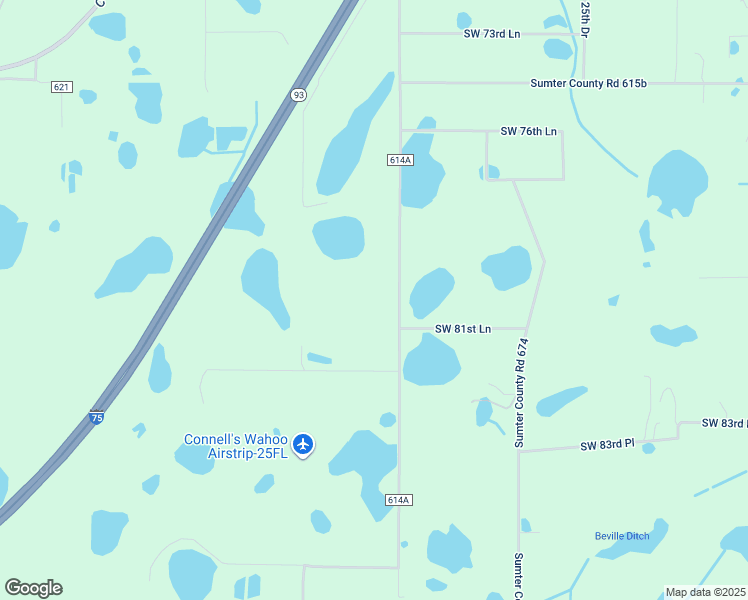 map of restaurants, bars, coffee shops, grocery stores, and more near 7996 County Road 614A in Bushnell