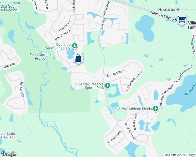 map of restaurants, bars, coffee shops, grocery stores, and more near 3342 Gambel Oak Court in Oviedo