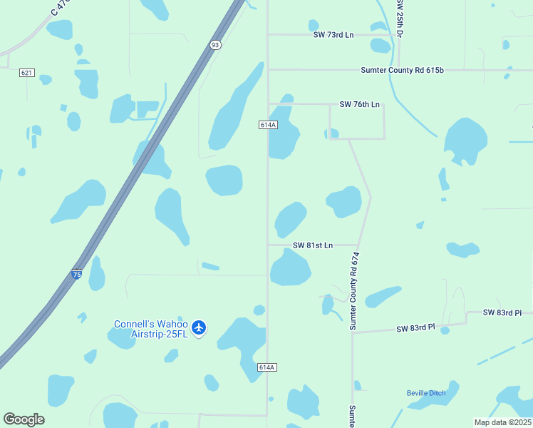 map of restaurants, bars, coffee shops, grocery stores, and more near 7996 County Road 614A in Bushnell