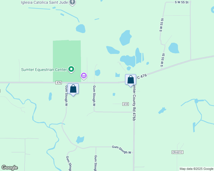 map of restaurants, bars, coffee shops, grocery stores, and more near 6257 County Road 476 in Bushnell