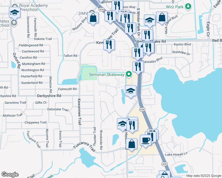 map of restaurants, bars, coffee shops, grocery stores, and more near 1119 Pointe Newport Terrace in Casselberry