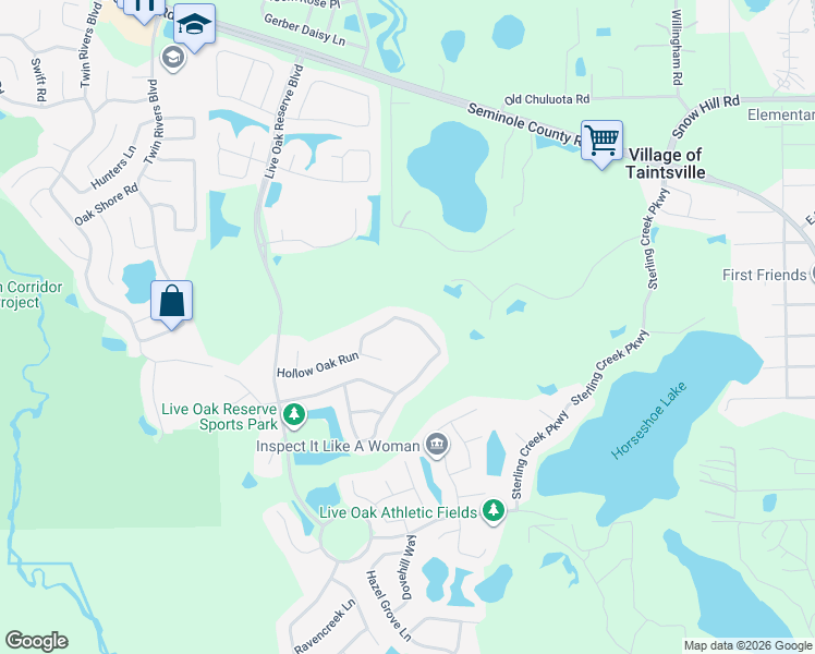 map of restaurants, bars, coffee shops, grocery stores, and more near 2281 Foliage Oak Terrace in Oviedo