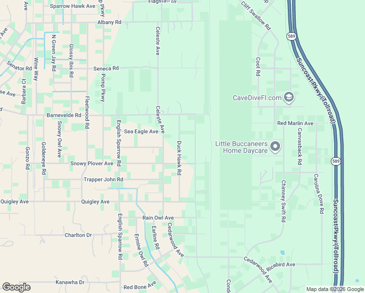 map of restaurants, bars, coffee shops, grocery stores, and more near 15120 Duck Hawk Road in Brooksville