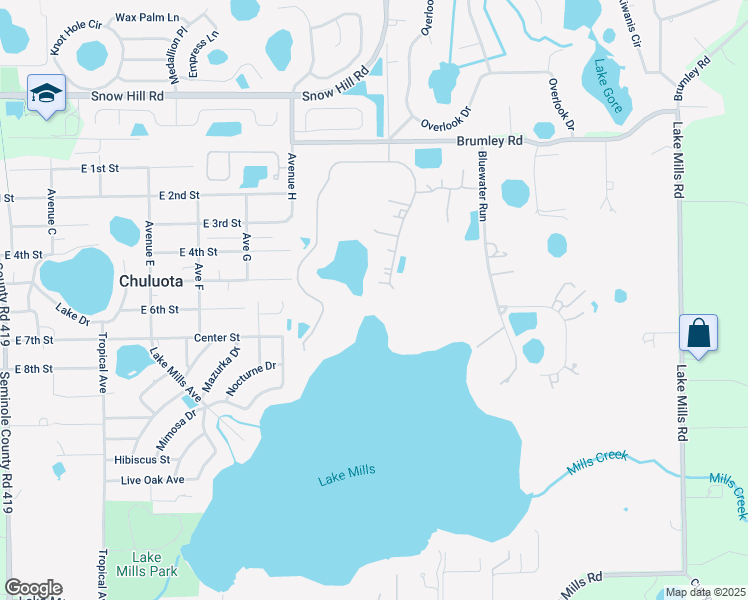 map of restaurants, bars, coffee shops, grocery stores, and more near 911 Mills Estate Place in Chuluota