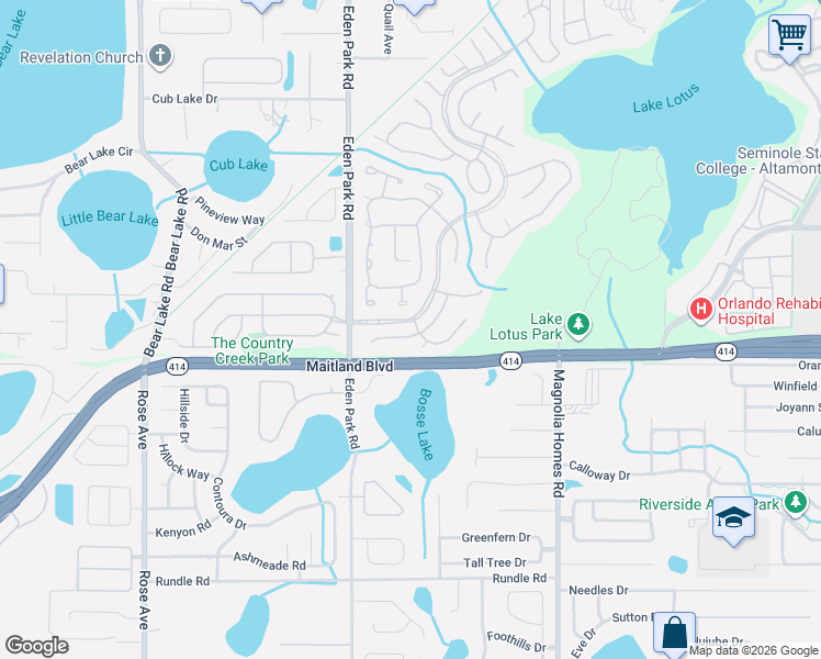 map of restaurants, bars, coffee shops, grocery stores, and more near 949 Southridge Trail in Altamonte Springs