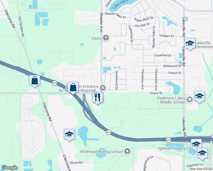 map of restaurants, bars, coffee shops, grocery stores, and more near 2135 Cobblefield Circle in Apopka