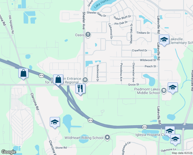 map of restaurants, bars, coffee shops, grocery stores, and more near 2201 Cobblefield Circle in Apopka