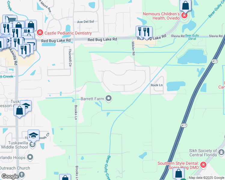 map of restaurants, bars, coffee shops, grocery stores, and more near 7053 Winding Lake Circle in Oviedo