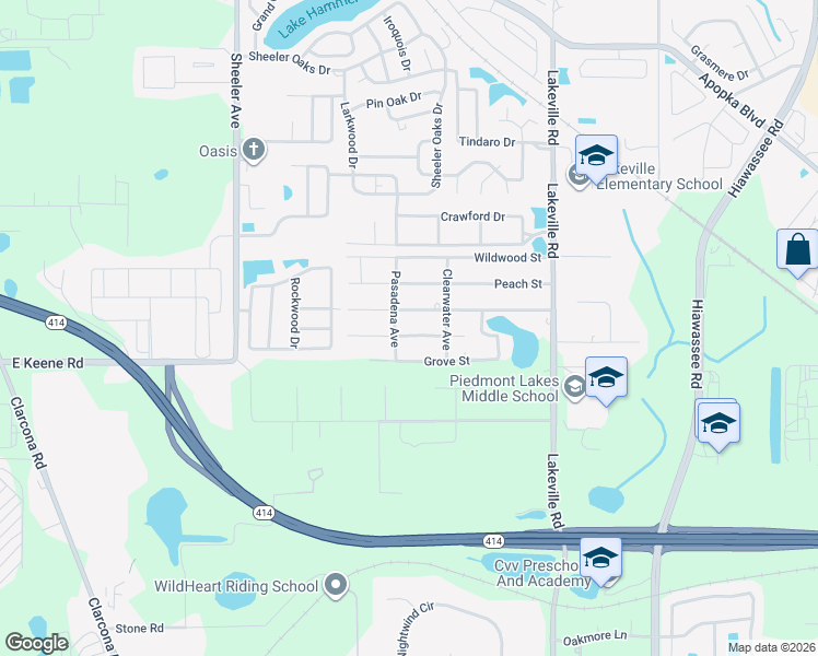 map of restaurants, bars, coffee shops, grocery stores, and more near 1324 Orange Street in Apopka
