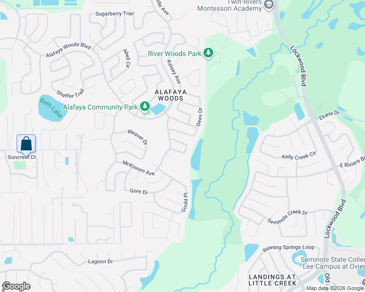 map of restaurants, bars, coffee shops, grocery stores, and more near 1012 Whittier Circle in Oviedo