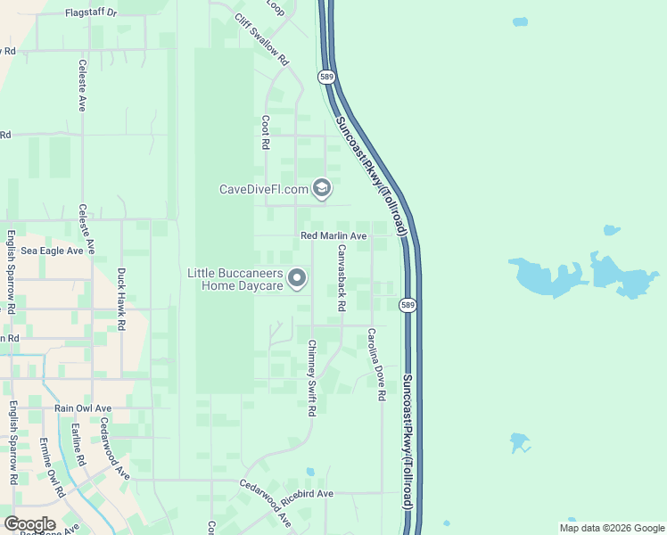 map of restaurants, bars, coffee shops, grocery stores, and more near 15106 Canvasback Road in Brooksville