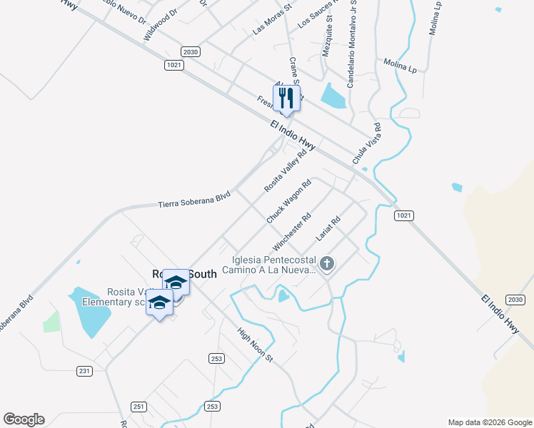 map of restaurants, bars, coffee shops, grocery stores, and more near 496 Chuck Wagon Road in Eagle Pass