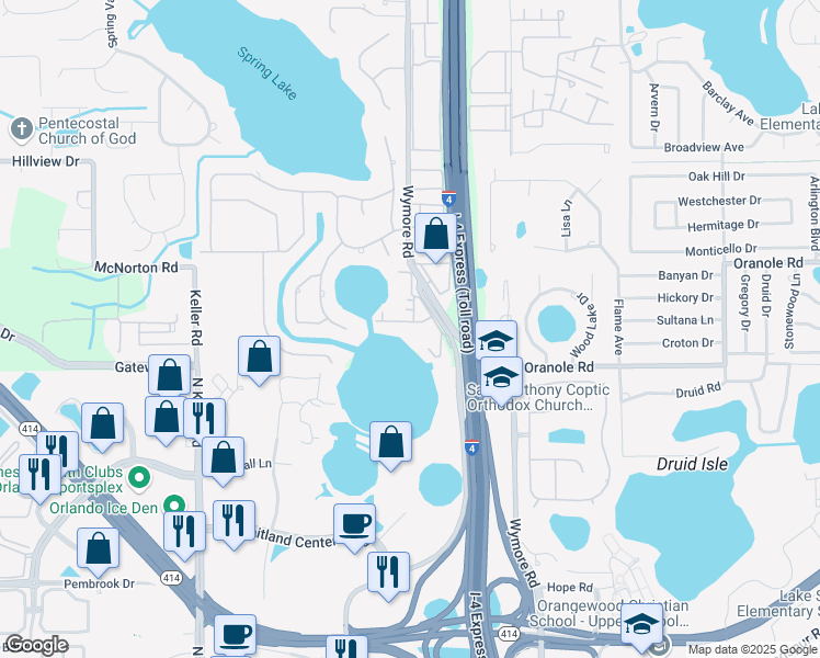 map of restaurants, bars, coffee shops, grocery stores, and more near 958 Lake Destiny Road in Altamonte Springs