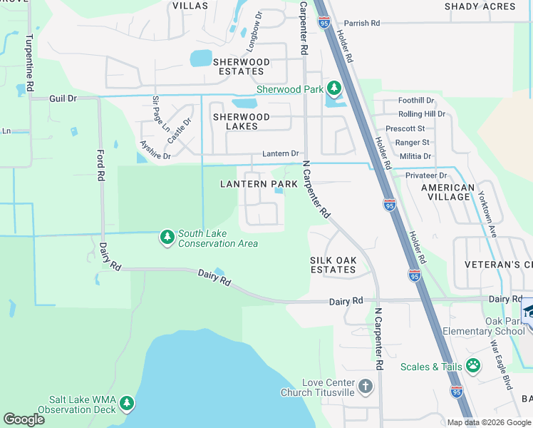 map of restaurants, bars, coffee shops, grocery stores, and more near 4325 South Carriage Drive in Titusville